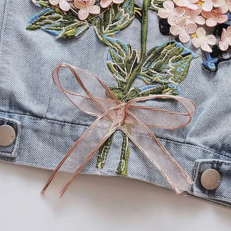 Flower Embroidery Denim Jacket