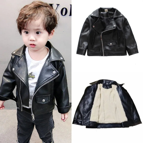 New  Leather  Boy  Jacket   Fleece