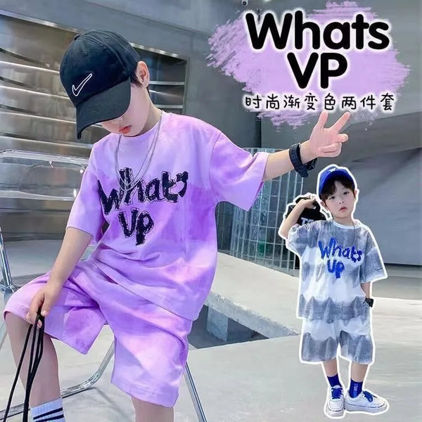 Boys Clothes Gradient Color T-Shirt & Loose Shorts