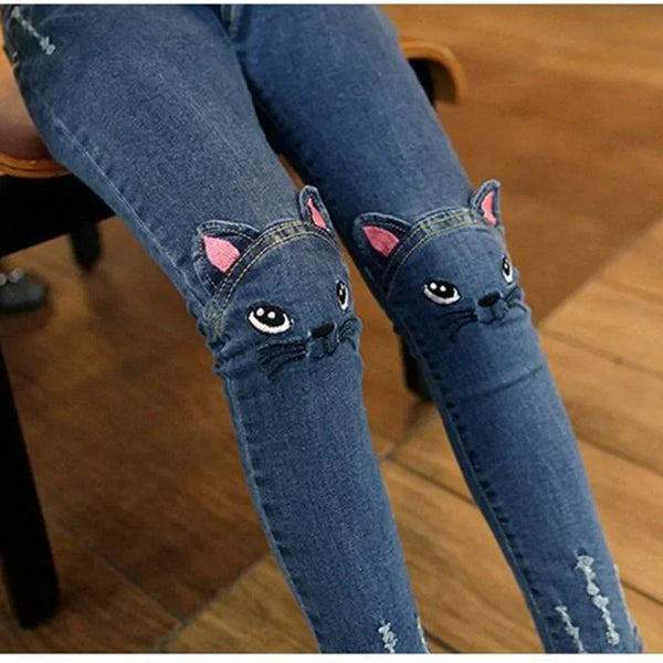 Cat Embroidered Jeans Cat Embroidered Jeans
