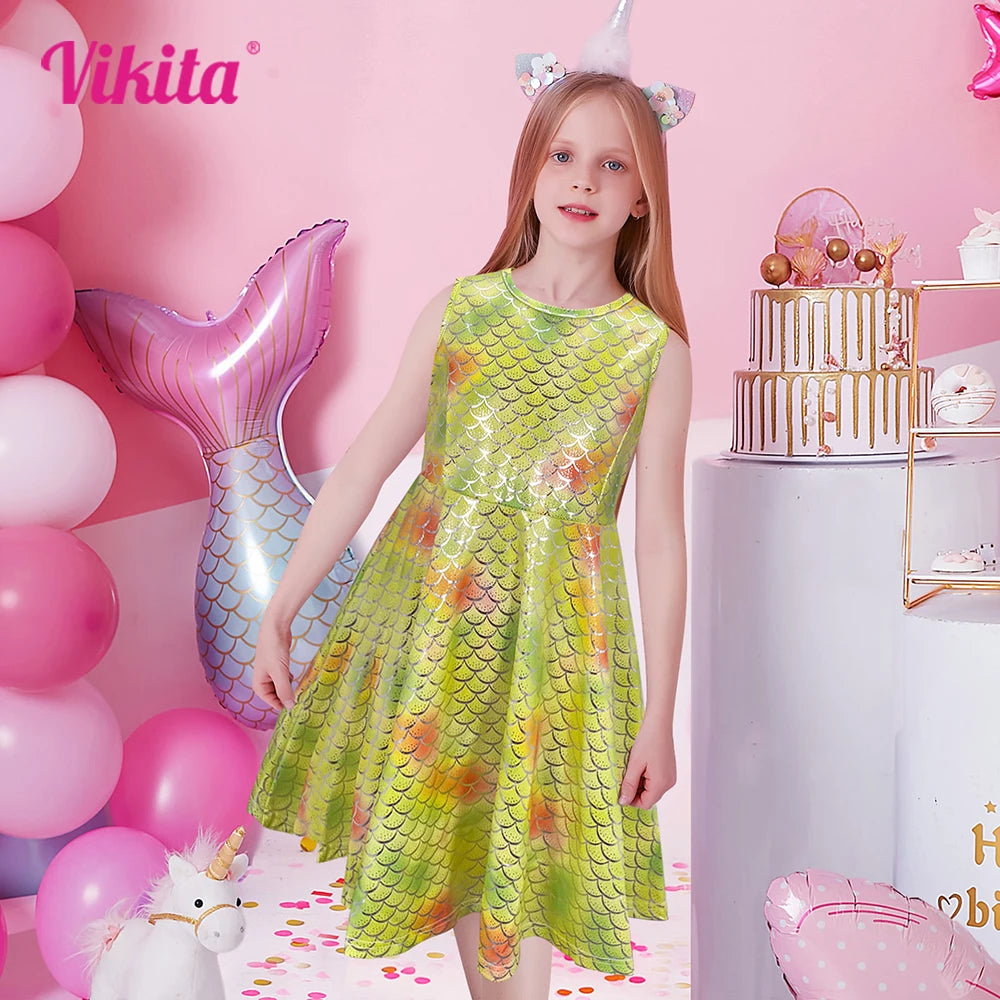 Mermaid Pattern Sleeveless Dress