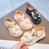 Pearls Beading Leather Shoes with Bow-knot